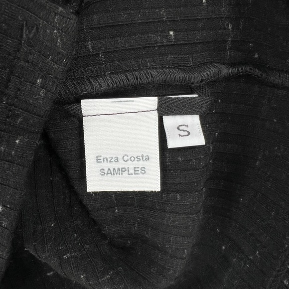 ENZA COSTA Long Sleeve Cardigan Womens Small Black Speckle V-neck Ribbed NWT - Picture 8 of 11